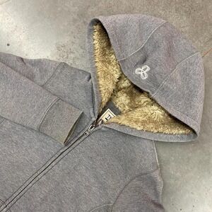 Aritzia TNA Sherpa Fur Lined Grey Zip Up Hoodie Y2K Women's S